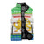 Sierra Leone Christmas Sleeveless Puffer Jacket with Festive Green Pattern, Golden Lion Emblem, and Santa Sleigh Motif - Wonder Print Shop