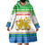 Sierra Leone Christmas Wearable Blanket Hoodie with Festive Green Pattern, Golden Lion Emblem, and Santa Sleigh Motif - Wonder Print Shop