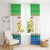 Sierra Leone Christmas Window Curtain with Festive Green Pattern, Golden Lion Emblem, and Santa Sleigh Motif - Wonder Print Shop