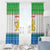 Sierra Leone Christmas Window Curtain with Festive Green Pattern, Golden Lion Emblem, and Santa Sleigh Motif - Wonder Print Shop