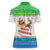 Sierra Leone Christmas Women Polo Shirt with Festive Green Pattern, Golden Lion Emblem, and Santa Sleigh Motif - Wonder Print Shop