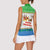 Sierra Leone Christmas Women Sleeveless Polo Shirt with Festive Green Pattern, Golden Lion Emblem, and Santa Sleigh Motif - Wonder Print Shop