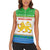 Sierra Leone Christmas Women Sleeveless Polo Shirt with Festive Green Pattern, Golden Lion Emblem, and Santa Sleigh Motif - Wonder Print Shop