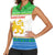Sierra Leone Christmas Women Sleeveless Polo Shirt with Festive Green Pattern, Golden Lion Emblem, and Santa Sleigh Motif - Wonder Print Shop