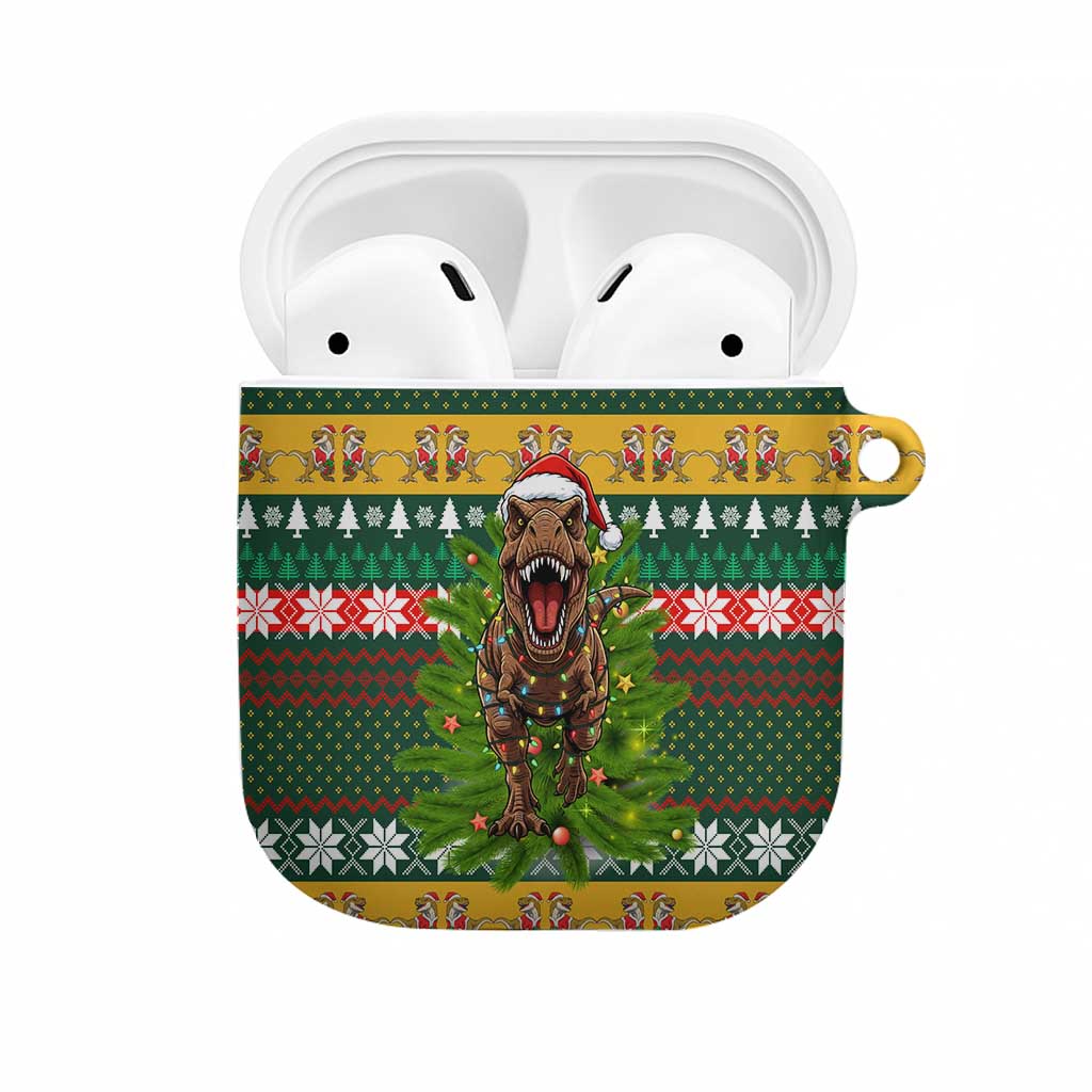 Christmas T Rex In Noel Tree AirPods Case Xmas Holiday Patterns - Wonder Print Shop