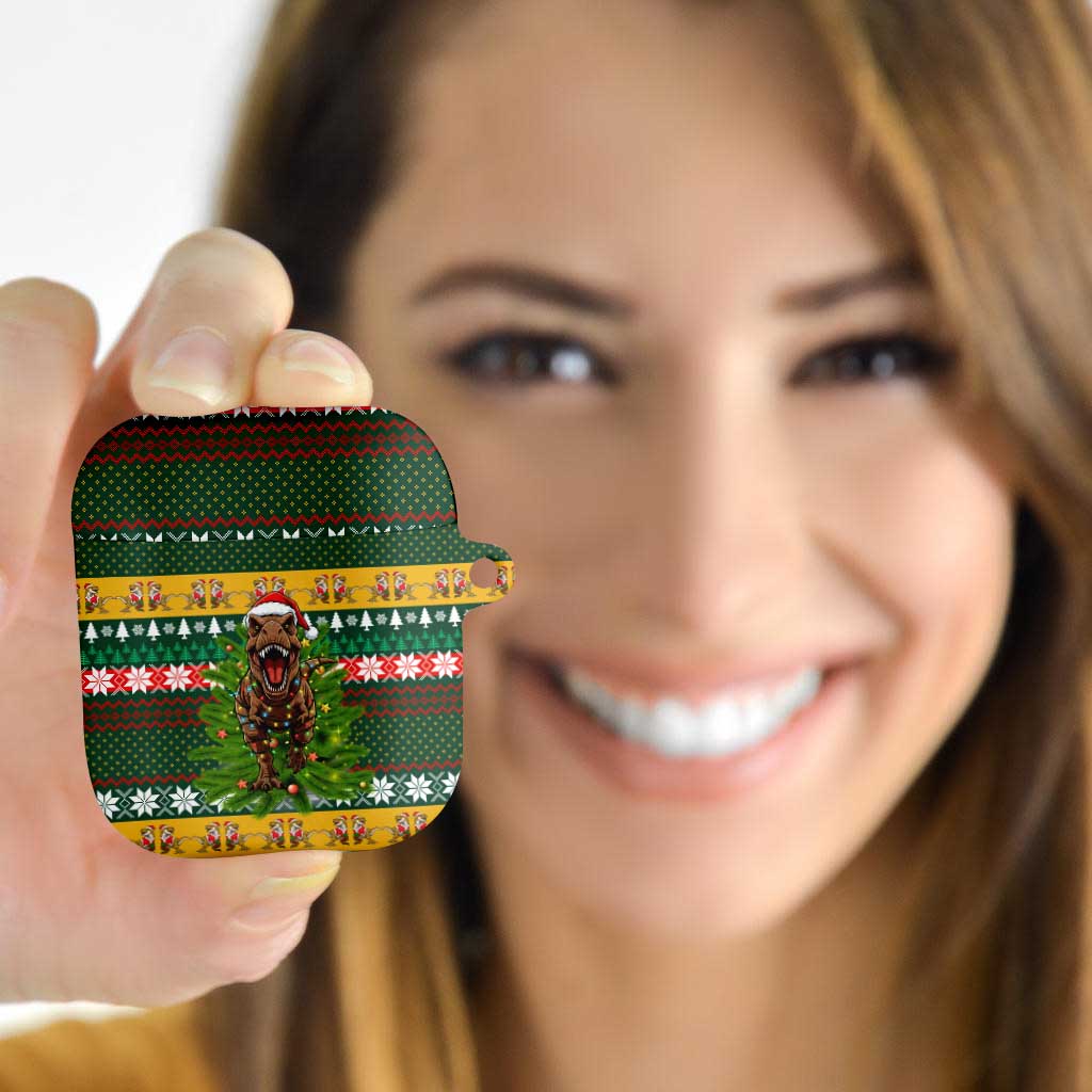 Christmas T Rex In Noel Tree AirPods Case Xmas Holiday Patterns - Wonder Print Shop