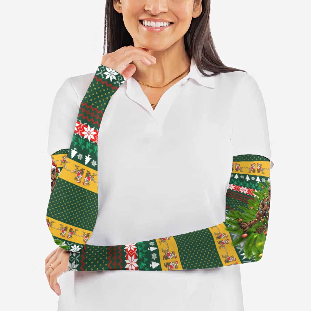 Christmas T Rex In Noel Tree Arm Sleeves Xmas Holiday Patterns - Wonder Print Shop