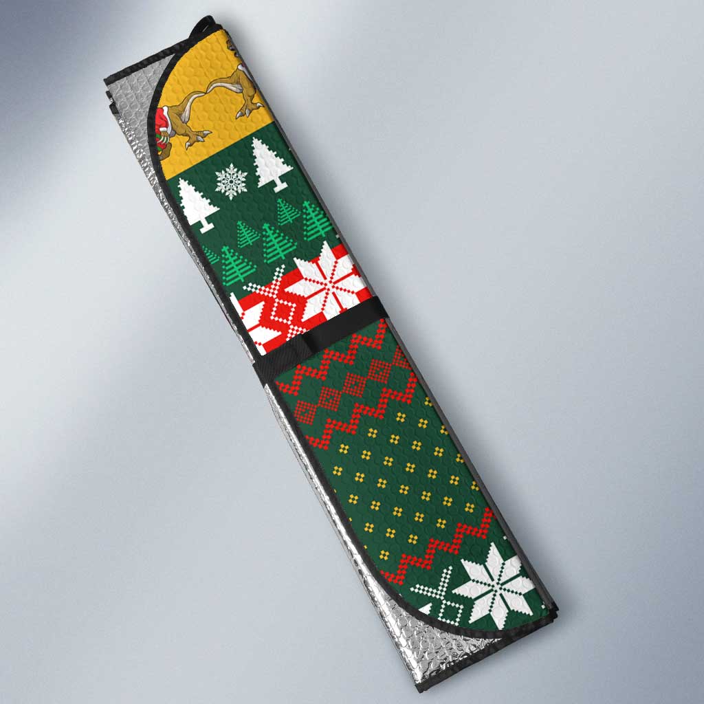 Christmas T Rex In Noel Tree Auto Sun Shade Xmas Holiday Patterns - Wonder Print Shop