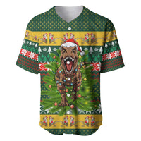 Christmas T Rex In Noel Tree Baseball Jersey Xmas Holiday Patterns - Wonder Print Shop