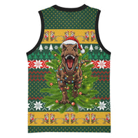 Christmas T Rex In Noel Tree Basketball Jersey Xmas Holiday Patterns - Wonder Print Shop