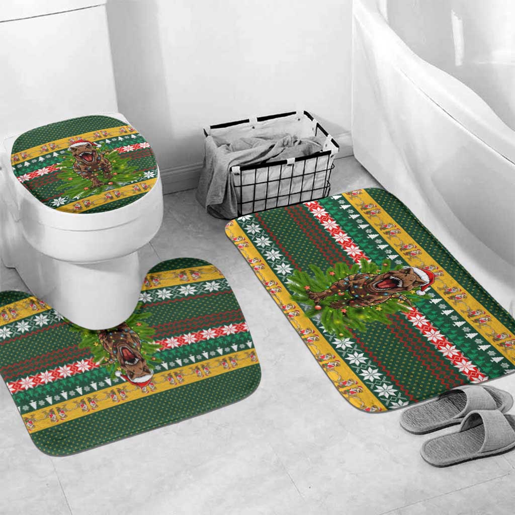 Christmas T Rex In Noel Tree Bathroom Set Xmas Holiday Patterns - Wonder Print Shop