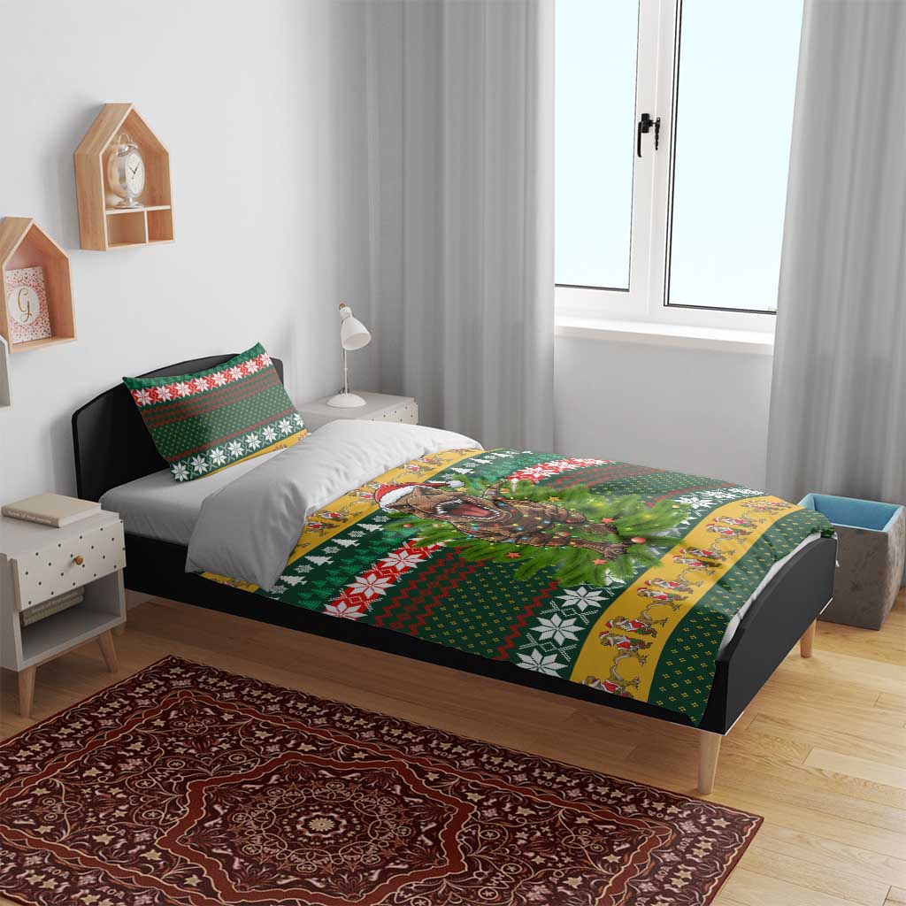 Christmas T Rex In Noel Tree Bedding Set Xmas Holiday Patterns - Wonder Print Shop