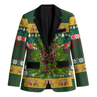 Christmas T Rex In Noel Tree Blazer Xmas Holiday Patterns - Wonder Print Shop