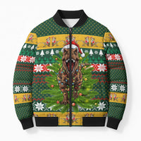 Christmas T Rex In Noel Tree Bomber Puffer Jacket Xmas Holiday Patterns - Wonder Print Shop