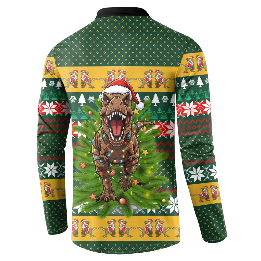 Christmas T Rex In Noel Tree Button Sweatshirt Xmas Holiday Patterns - Wonder Print Shop