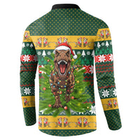 Christmas T Rex In Noel Tree Button Sweatshirt Xmas Holiday Patterns - Wonder Print Shop