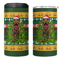 Christmas T Rex In Noel Tree 4 in 1 Can Cooler Tumbler Xmas Holiday Patterns - Wonder Print Shop