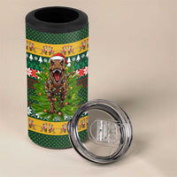 Christmas T Rex In Noel Tree 4 in 1 Can Cooler Tumbler Xmas Holiday Patterns - Wonder Print Shop