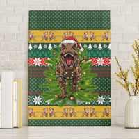 Christmas T Rex In Noel Tree Canvas Wall Art Xmas Holiday Patterns - Wonder Print Shop