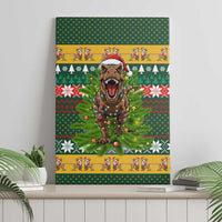 Christmas T Rex In Noel Tree Canvas Wall Art Xmas Holiday Patterns - Wonder Print Shop