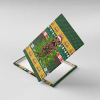 Christmas T Rex In Noel Tree Canvas Wall Art Xmas Holiday Patterns - Wonder Print Shop
