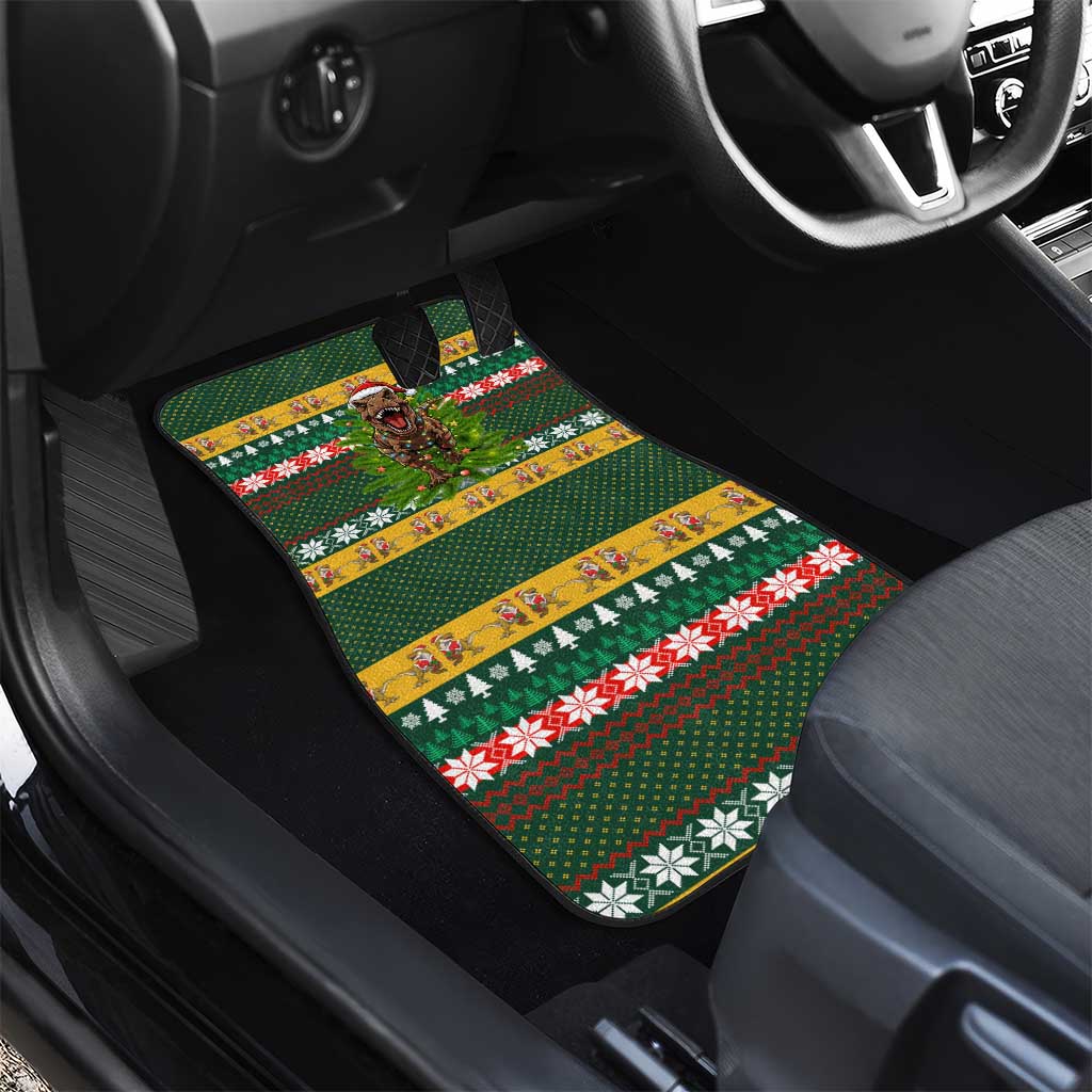 Christmas T Rex In Noel Tree Car Mats Xmas Holiday Patterns - Wonder Print Shop
