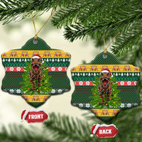 Christmas T Rex In Noel Tree Ceramic Ornament Xmas Holiday Patterns - Wonder Print Shop