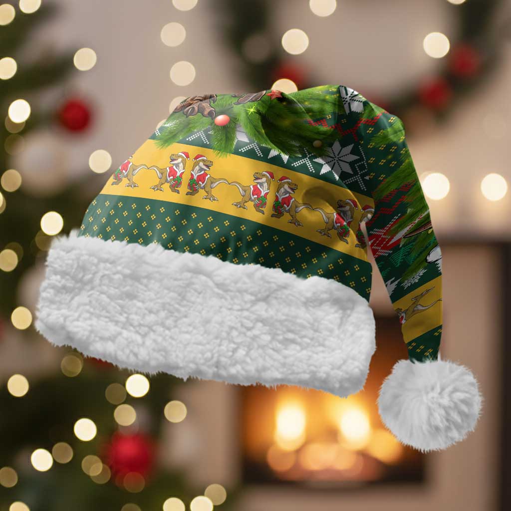 Christmas T Rex In Noel Tree Christmas Santa Hat Xmas Holiday Patterns - Wonder Print Shop