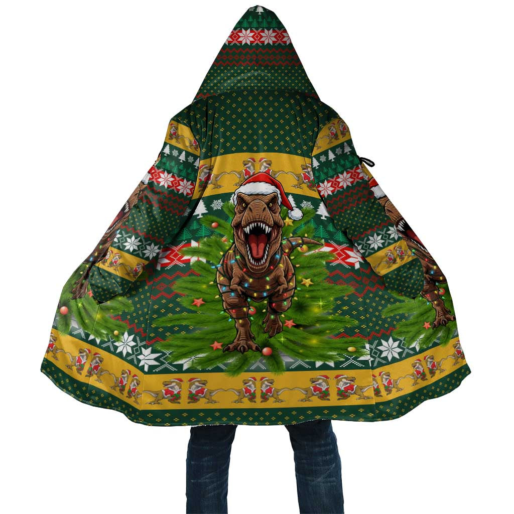 Christmas T Rex In Noel Tree Cloak Xmas Holiday Patterns - Wonder Print Shop