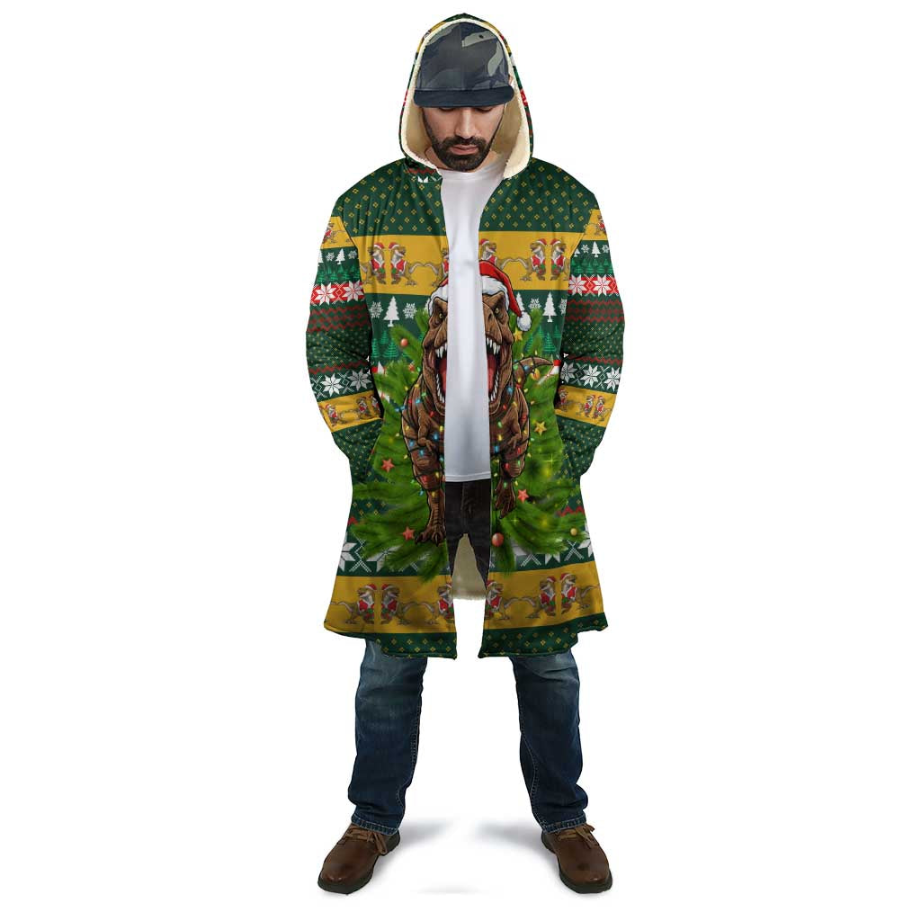 Christmas T Rex In Noel Tree Cloak Xmas Holiday Patterns - Wonder Print Shop