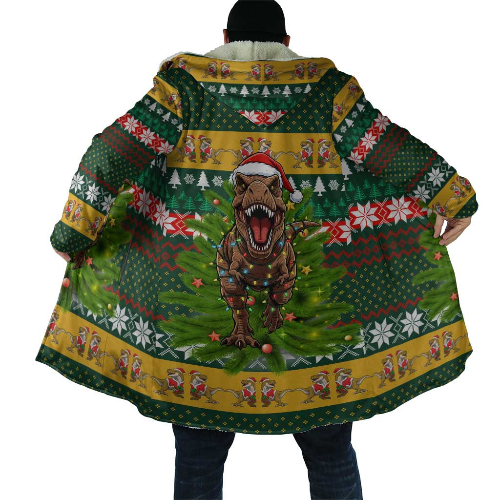 Christmas T Rex In Noel Tree Cloak Xmas Holiday Patterns - Wonder Print Shop