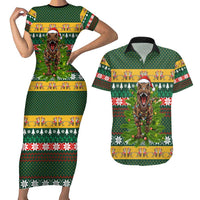 Christmas T Rex In Noel Tree Couples Matching Short Sleeve Bodycon Dress and Hawaiian Shirt Xmas Holiday Patterns - Wonder Print Shop