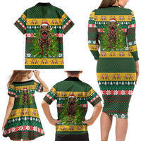 Christmas T Rex In Noel Tree Family Matching Long Sleeve Bodycon Dress and Hawaiian Shirt Xmas Holiday Patterns - Wonder Print Shop
