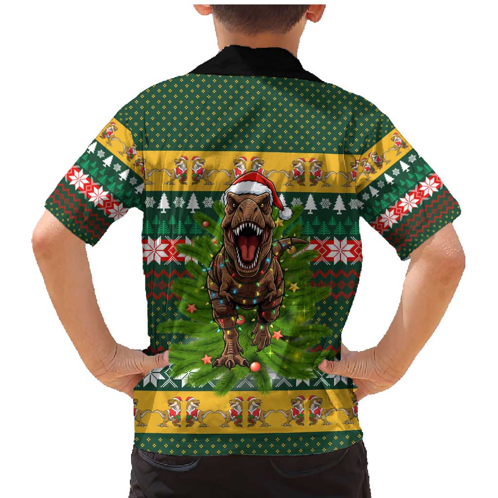 Christmas T Rex In Noel Tree Family Matching Mermaid Dress and Hawaiian Shirt Xmas Holiday Patterns - Wonder Print Shop