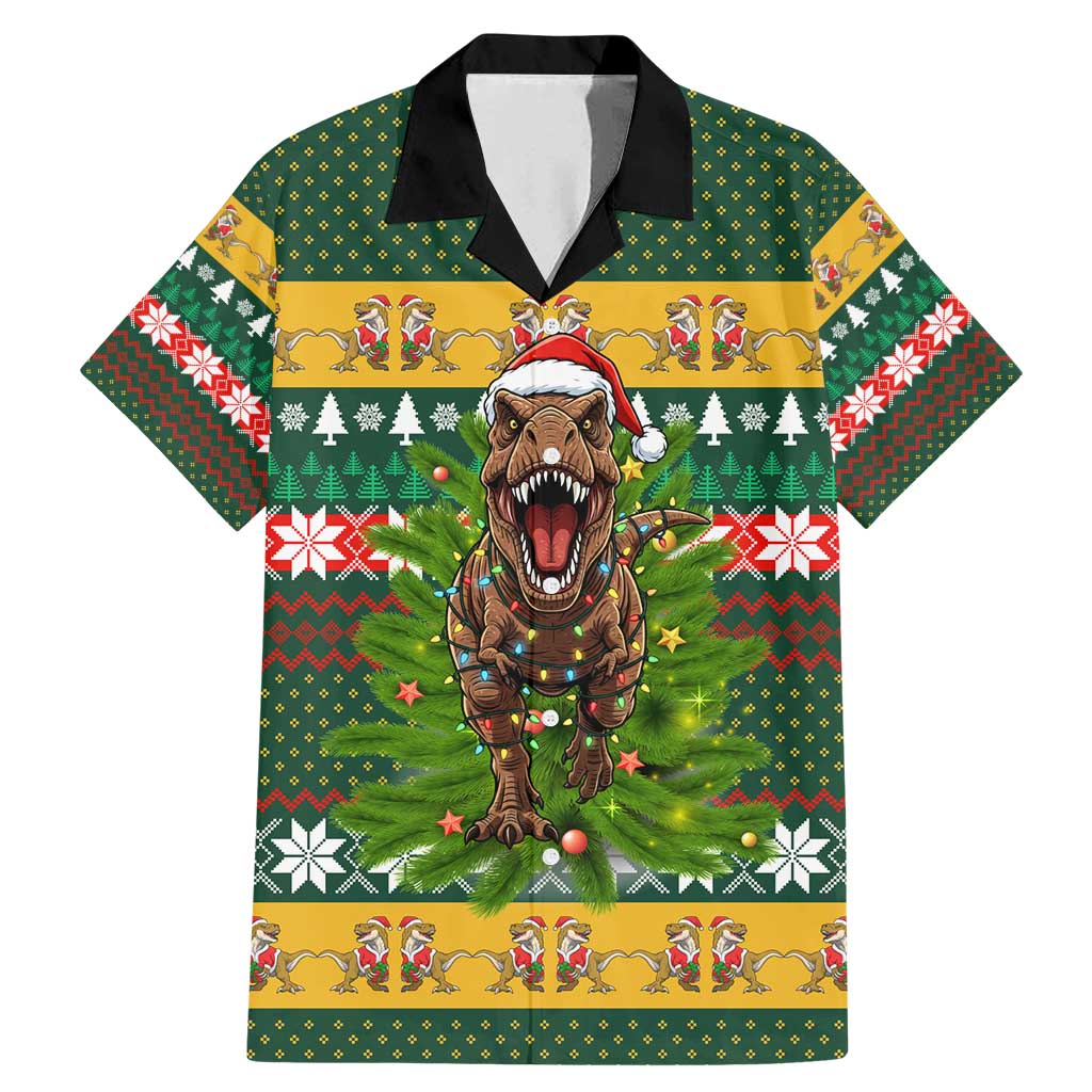 Christmas T Rex In Noel Tree Family Matching Mermaid Dress and Hawaiian Shirt Xmas Holiday Patterns - Wonder Print Shop