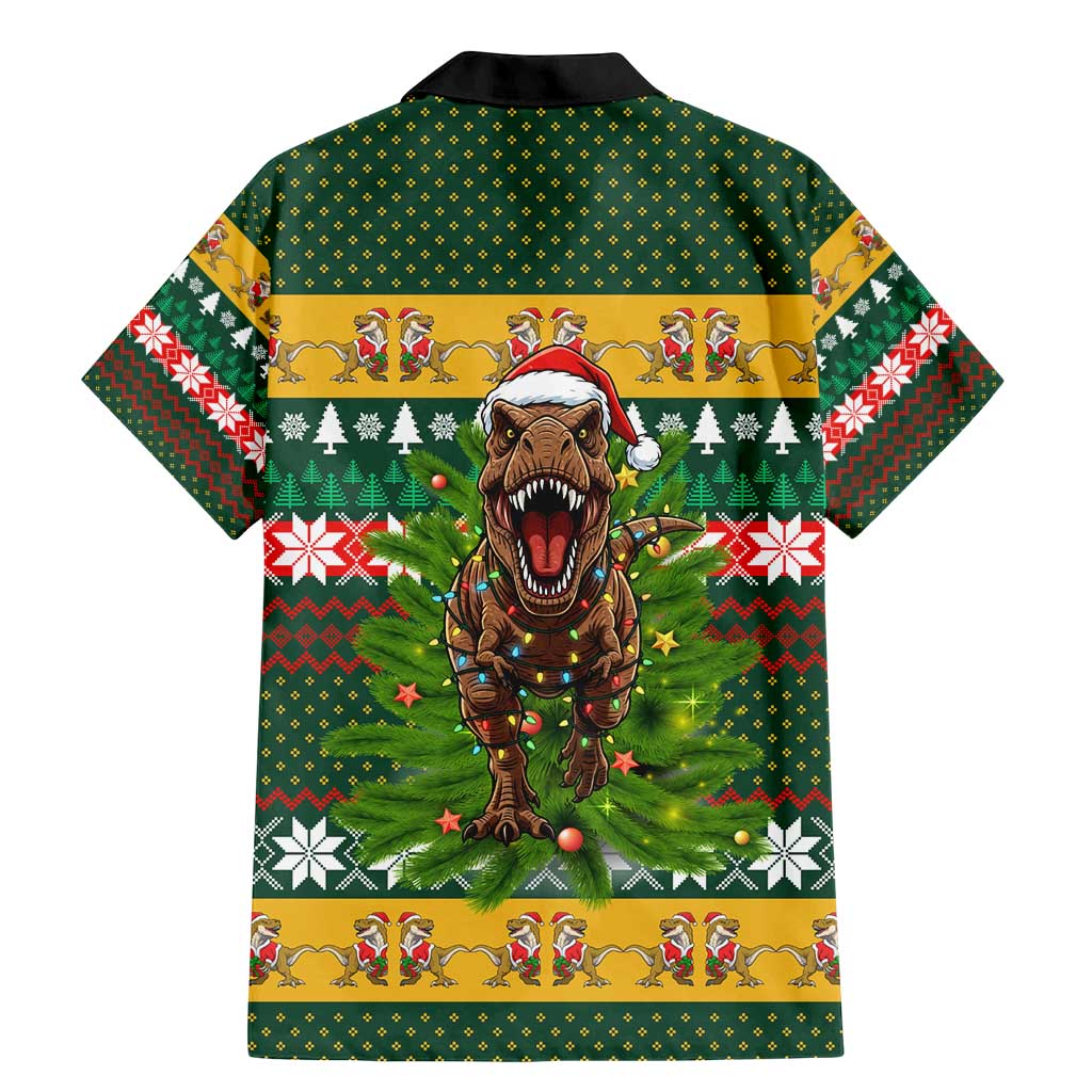 Christmas T Rex In Noel Tree Family Matching Mermaid Dress and Hawaiian Shirt Xmas Holiday Patterns - Wonder Print Shop