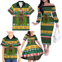 Christmas T Rex In Noel Tree Family Matching Off The Shoulder Long Sleeve Dress and Hawaiian Shirt Xmas Holiday Patterns - Wonder Print Shop