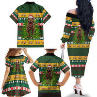 Christmas T Rex In Noel Tree Family Matching Off The Shoulder Long Sleeve Dress and Hawaiian Shirt Xmas Holiday Patterns - Wonder Print Shop