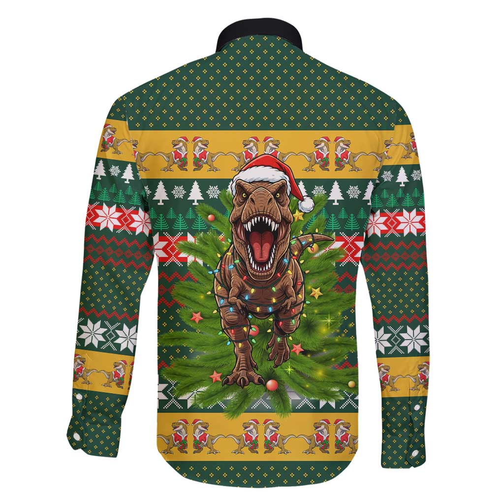 Christmas T Rex In Noel Tree Family Matching Short Sleeve Bodycon Dress and Hawaiian Shirt Xmas Holiday Patterns - Wonder Print Shop