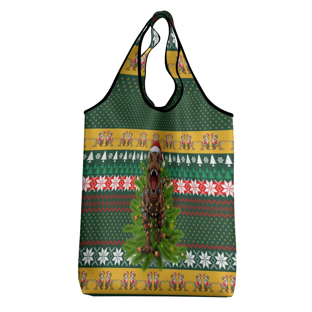 Christmas T Rex In Noel Tree Grocery Bag Xmas Holiday Patterns - Wonder Print Shop
