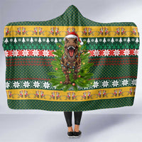 Christmas T Rex In Noel Tree Hooded Blanket Xmas Holiday Patterns - Wonder Print Shop