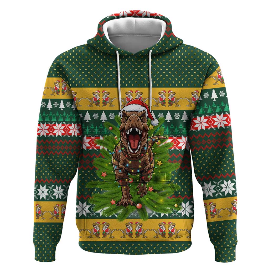 Christmas T Rex In Noel Tree Hoodie Xmas Holiday Patterns - Wonder Print Shop