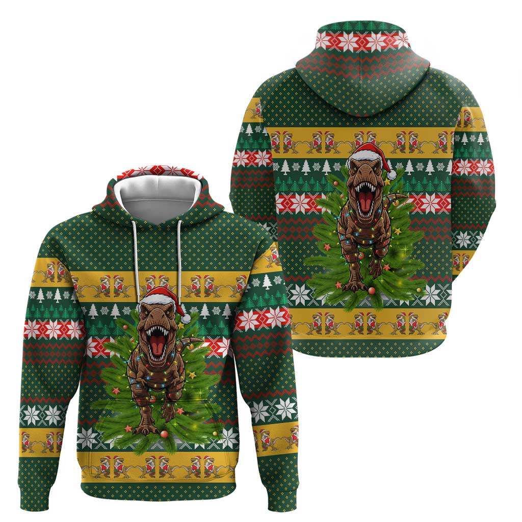 Christmas T Rex In Noel Tree Hoodie Xmas Holiday Patterns - Wonder Print Shop