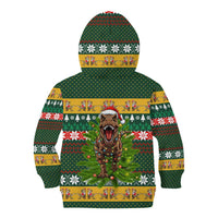 Christmas T Rex In Noel Tree Kid Hoodie Xmas Holiday Patterns - Wonder Print Shop