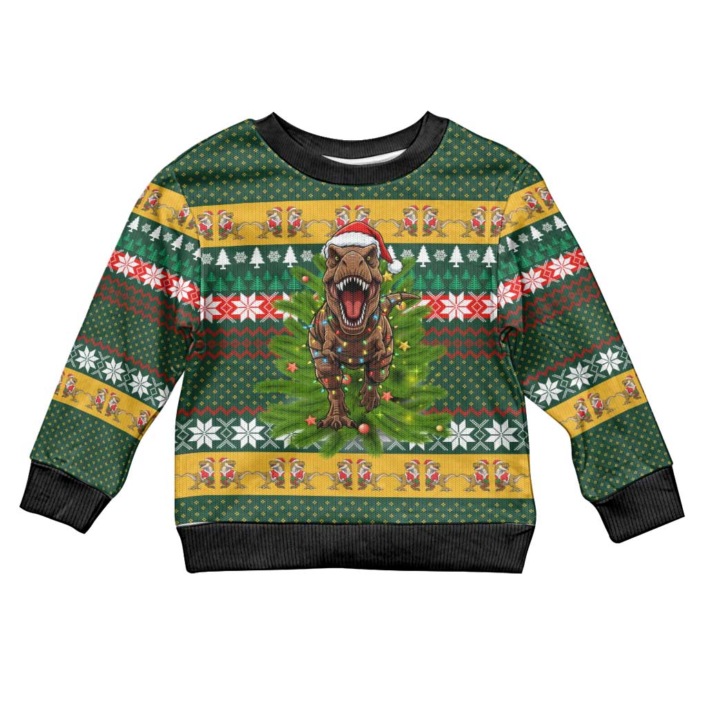 Christmas T Rex In Noel Tree Kid Ugly Christmas Sweater Xmas Holiday Patterns - Wonder Print Shop