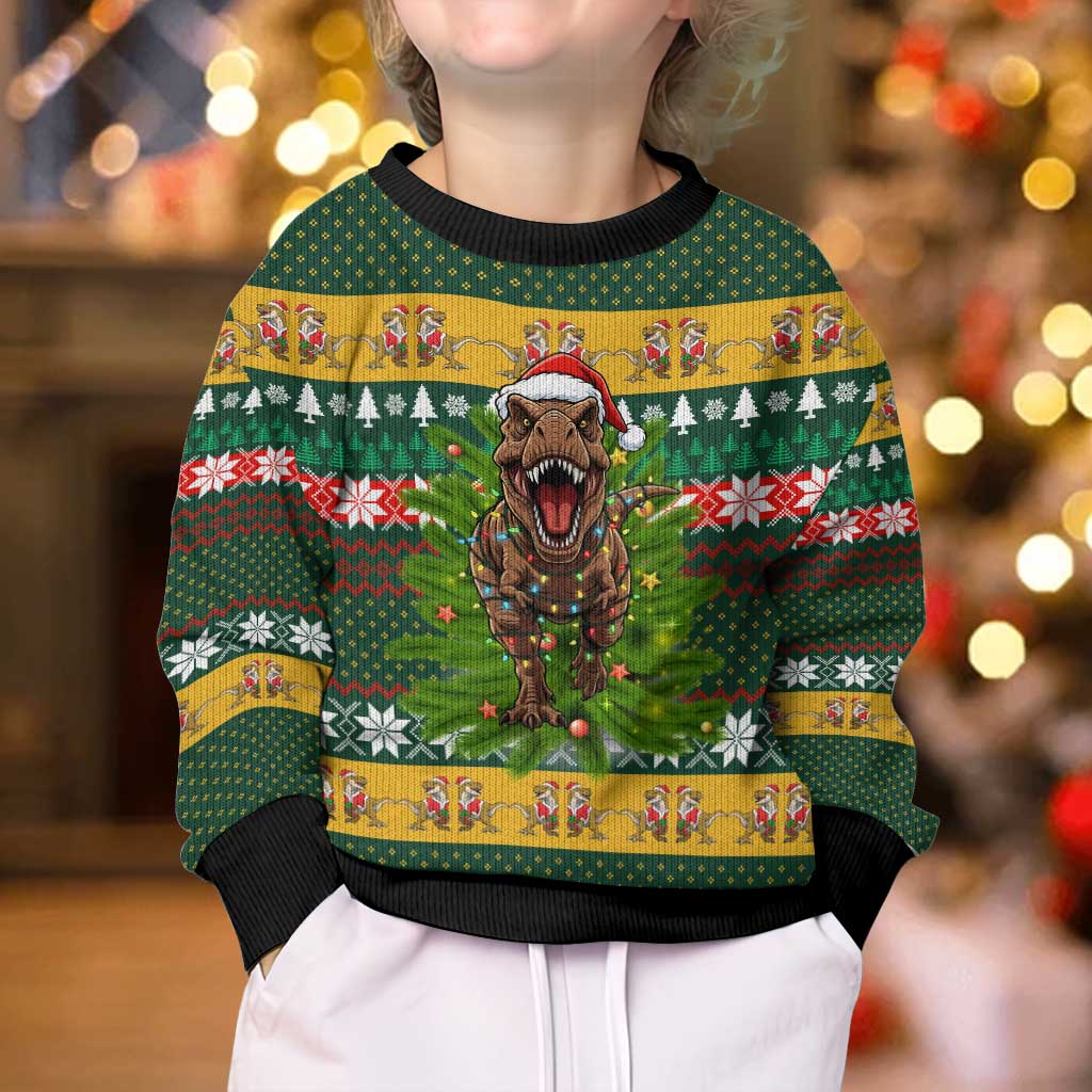 Christmas T Rex In Noel Tree Kid Ugly Christmas Sweater Xmas Holiday Patterns - Wonder Print Shop