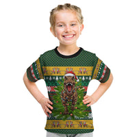 Christmas T Rex In Noel Tree Kid T Shirt Xmas Holiday Patterns - Wonder Print Shop