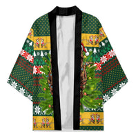 Christmas T Rex In Noel Tree Kimono Xmas Holiday Patterns - Wonder Print Shop