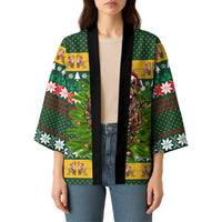 Christmas T Rex In Noel Tree Kimono Xmas Holiday Patterns - Wonder Print Shop