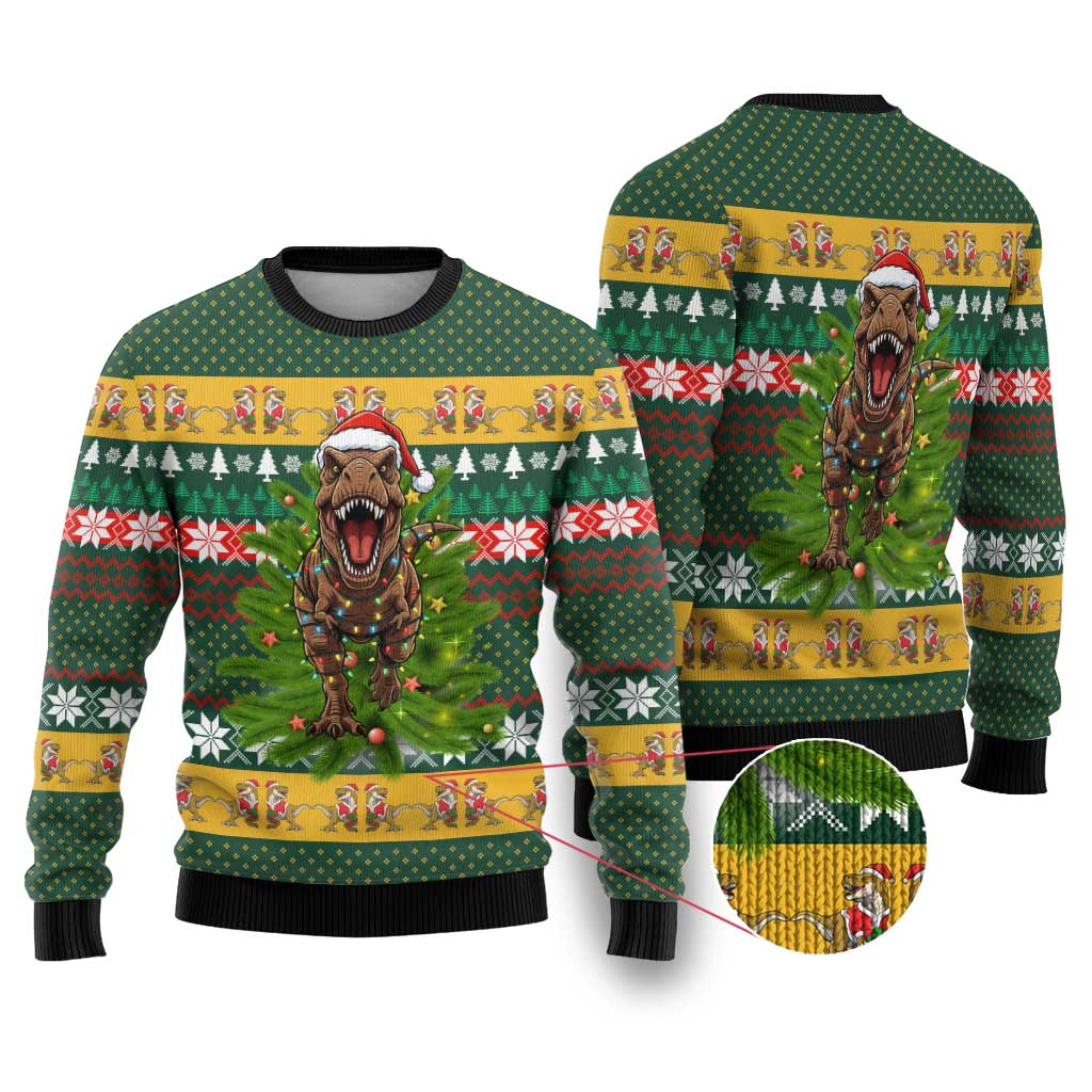 Christmas T Rex In Noel Tree Ugly Christmas Sweater Xmas Holiday Patterns - Wonder Print Shop